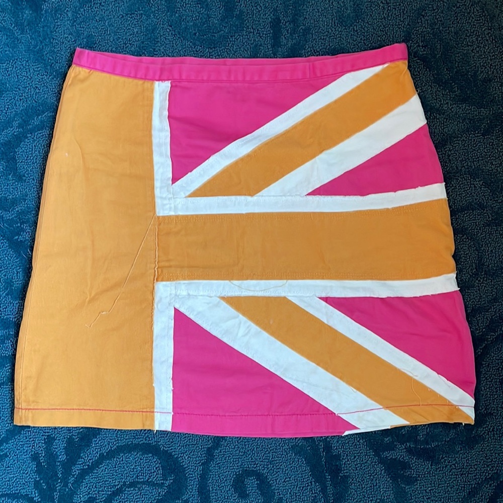 Boden Union Jack mini skirt size 12L orange, pink, off white